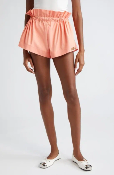 Area Ruffled-waist Track Shorts In Pink