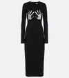 Area Handprint Long-sleeved Minidress In Black