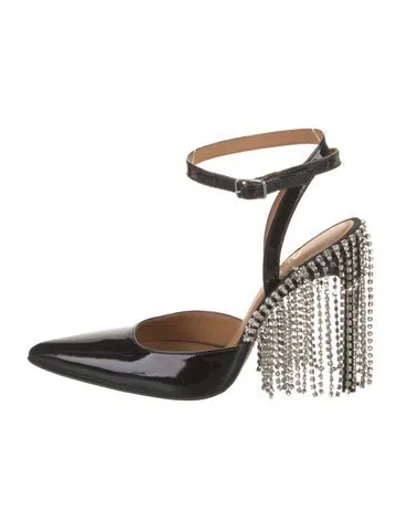 Pre-owned Area Patent Leather Crystal Embellishments Pumps In Black