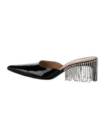 Pre-owned Area Patent Leather Mules In Black