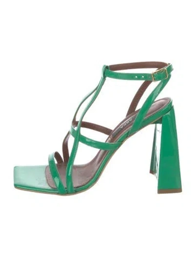 Pre-owned Area Patent Leather T-strap Sandals In Green