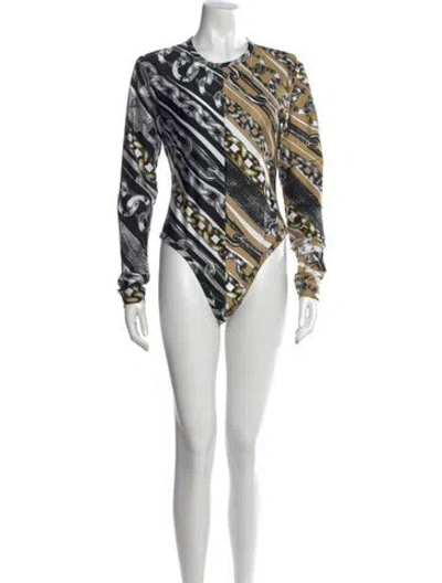 Pre-owned Area Patterned Crew Neck Bodysuit In Multi