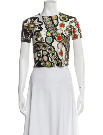 Pre-owned Area Patterned Crew Neck Crop Top In Multi