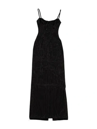 Pre-owned Area Patterned Long Dress In Black