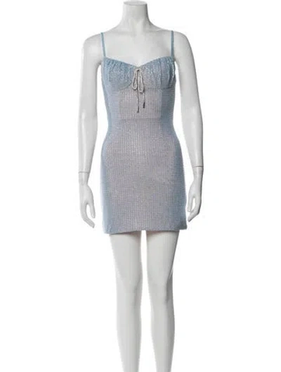 Pre-owned Area Patterned Mini Dress In Grey