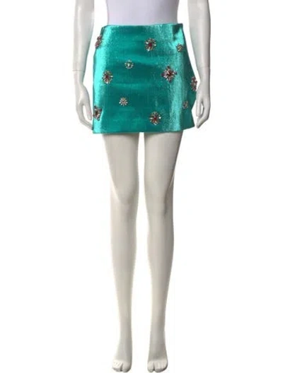 Pre-owned Area Patterned Mini Skirt In Green