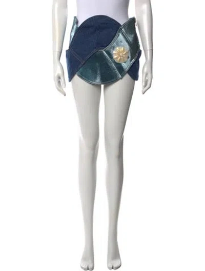 Pre-owned Area Patterned Mini Skirt W/ Tags In Blue