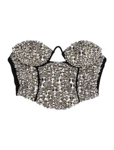 Pre-owned Area Patterned Strapless Crop Top In Multi