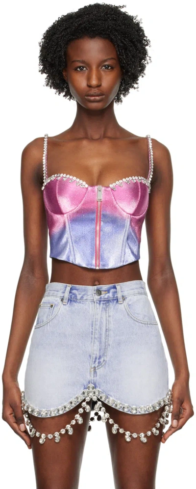 Area Pink & Blue Ombre Crystal Tank Top In Pink Multi