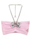 Area Crystal Butterfly Knit Bandeau Tops Pink In Light Pink