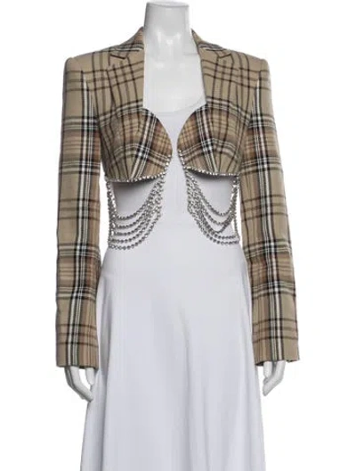 Pre-owned Area Plaid Print Blazer In Neutral