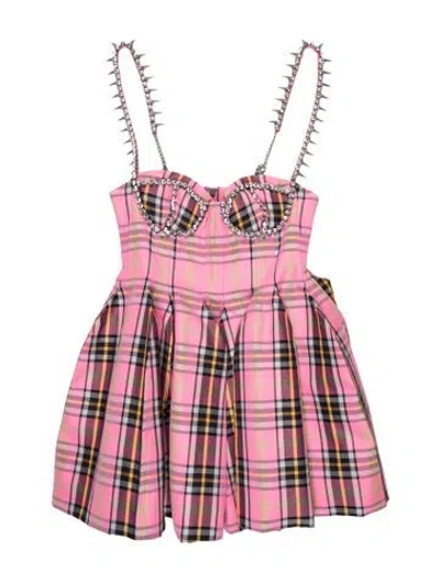 Pre-owned Area Plaid Print Mini Dress In Pink