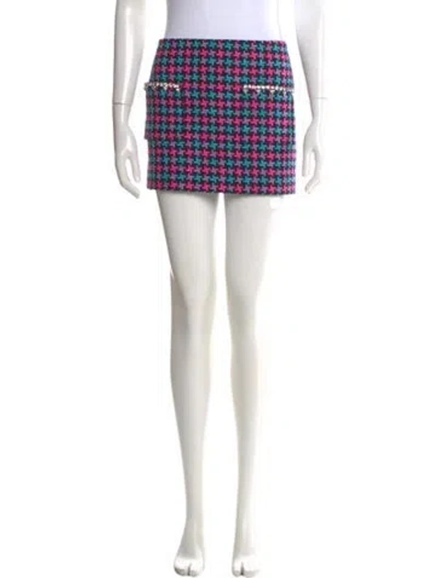 Pre-owned Area Plaid Print Mini Skirt In Pink