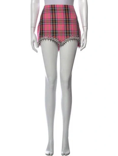 Pre-owned Area Plaid Print Mini Skirt W/ Tags In Green