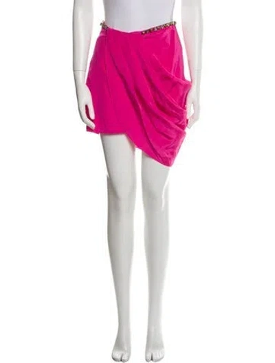 Pre-owned Area Pleated Accents Knee-length Skirt In Pink