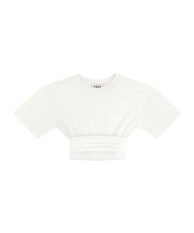 Area Pleated Cummerbund Waist Tuxedo T-shirt In White