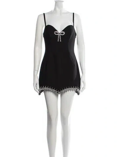 Pre-owned Area Plunge Neckline Mini Dress In Black