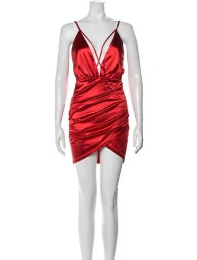 Pre-owned Area Plunge Neckline Mini Dress In Red