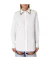 Area Crystal Claw Poplin Button Down Shirt In White
