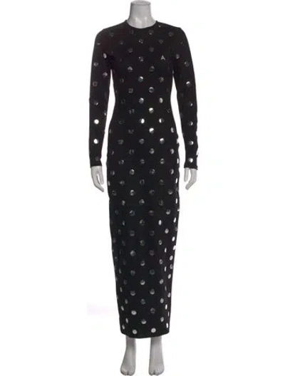 Pre-owned Area Polka Dot Print Long Dress In Black