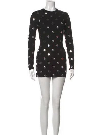 Pre-owned Area Polka Dot Print Mini Dress In Black