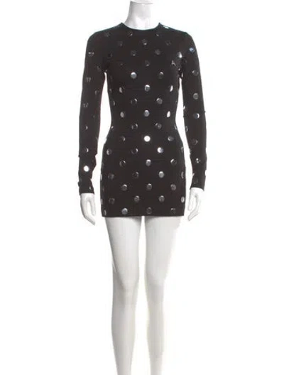 Pre-owned Area Polka Dot Print Mini Dress In Gray