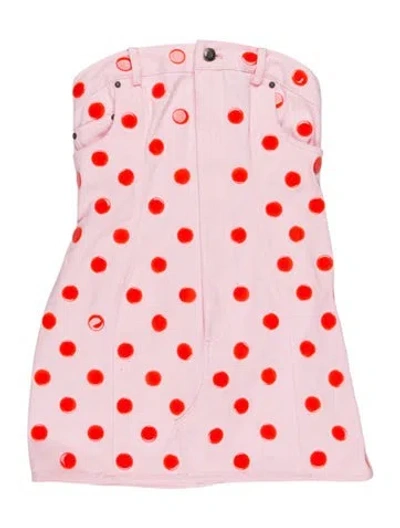Pre-owned Area Polka Dot Print Mini Dress W/ Tags In Pink