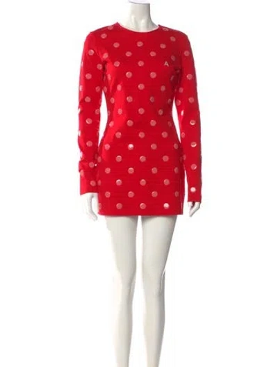 Pre-owned Area Polka Dot Print Mini Dress W/ Tags In Red
