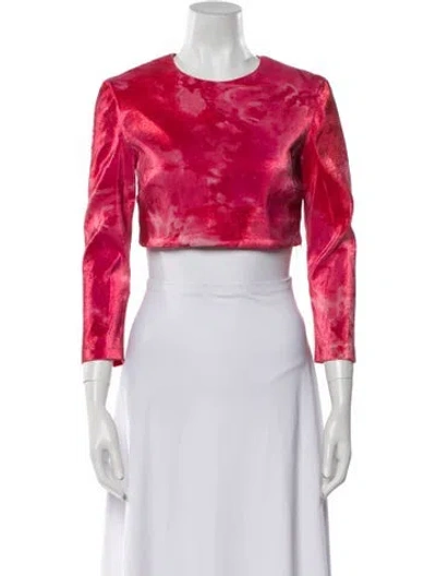 Pre-owned Area Printed Crew Neck Crop Top In Pink