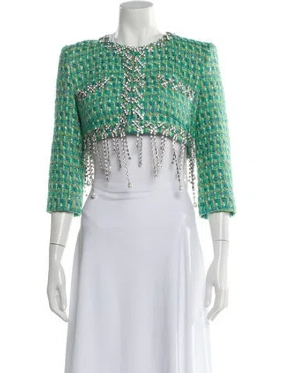 Pre-owned Area Printed Evening Jacket In Green