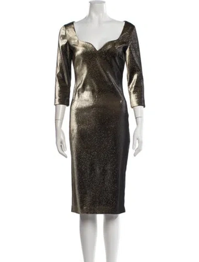 Pre-owned Area Printed Knee-length Dress In Black