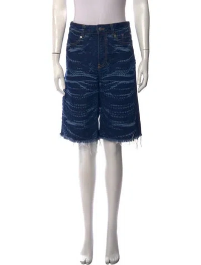 Pre-owned Area Printed Knee-length Shorts In Blue