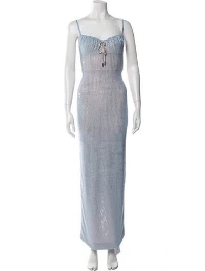 Pre-owned Area Printed Long Dress W/ Tags In Blue