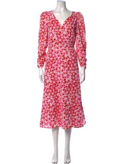Pre-owned Area Printed Midi Length Dress In Pink