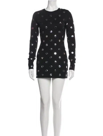 Pre-owned Area Printed Mini Dress In Black