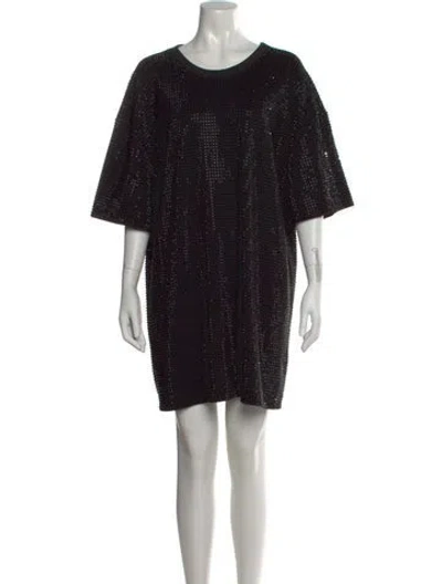 Pre-owned Area Printed Mini Dress In Black