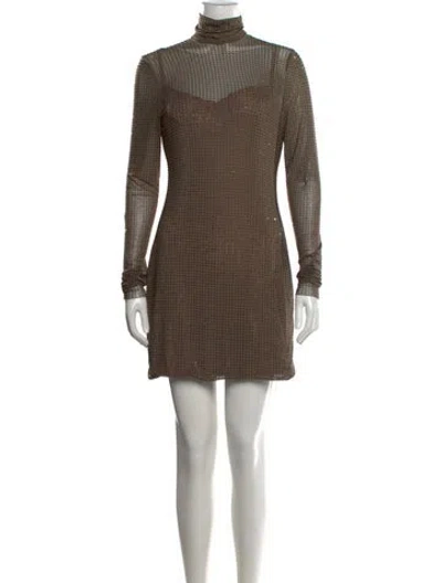 Pre-owned Area Printed Mini Dress In Brown