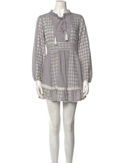 Pre-owned Area Printed Mini Dress In Gray