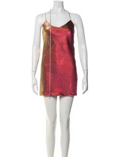 Pre-owned Area Printed Mini Dress In Metallic/orange