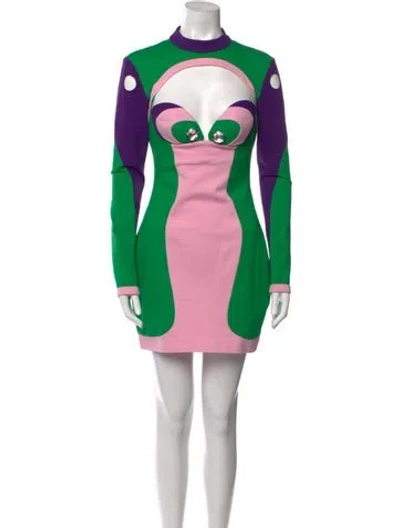 Pre-owned Area Printed Mini Dress In Multi