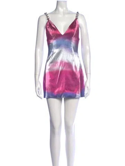 Pre-owned Area Printed Mini Dress W/ Tags In Metallic/purple