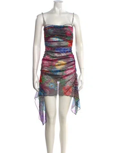 Pre-owned Area Printed Mini Dress W/ Tags In Multi