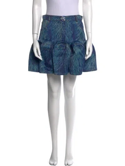 Pre-owned Area Printed Mini Skirt In Blue