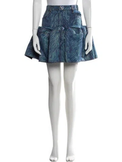 Pre-owned Area Printed Mini Skirt In Blue