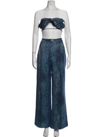 Pre-owned Area Printed Pant Set In Blue