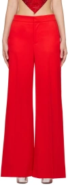 Area Crystal-embellished Palazzo Trousers In Scarlet