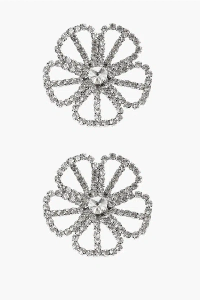 Area Rhinestoned Floral Designearings In Metallic