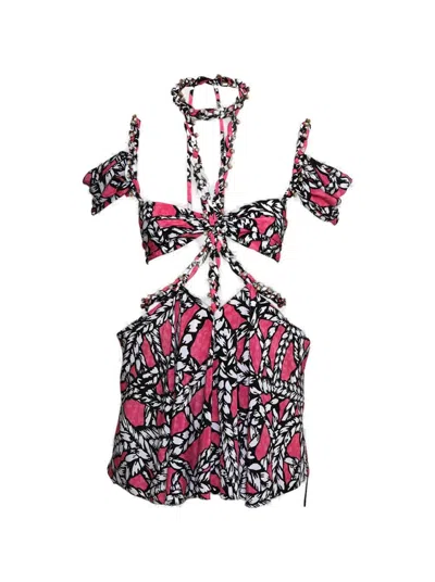 AREA AREA ROPE PRINTED CUT-OUT MINI DRESS