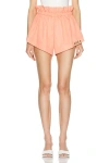 Area Ruffle Waist Track Short In Sweet Salmon