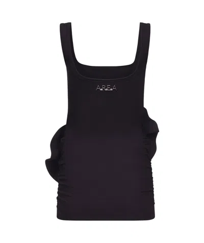 Area Ruffled Flower-appliqué Mini Dress In Black